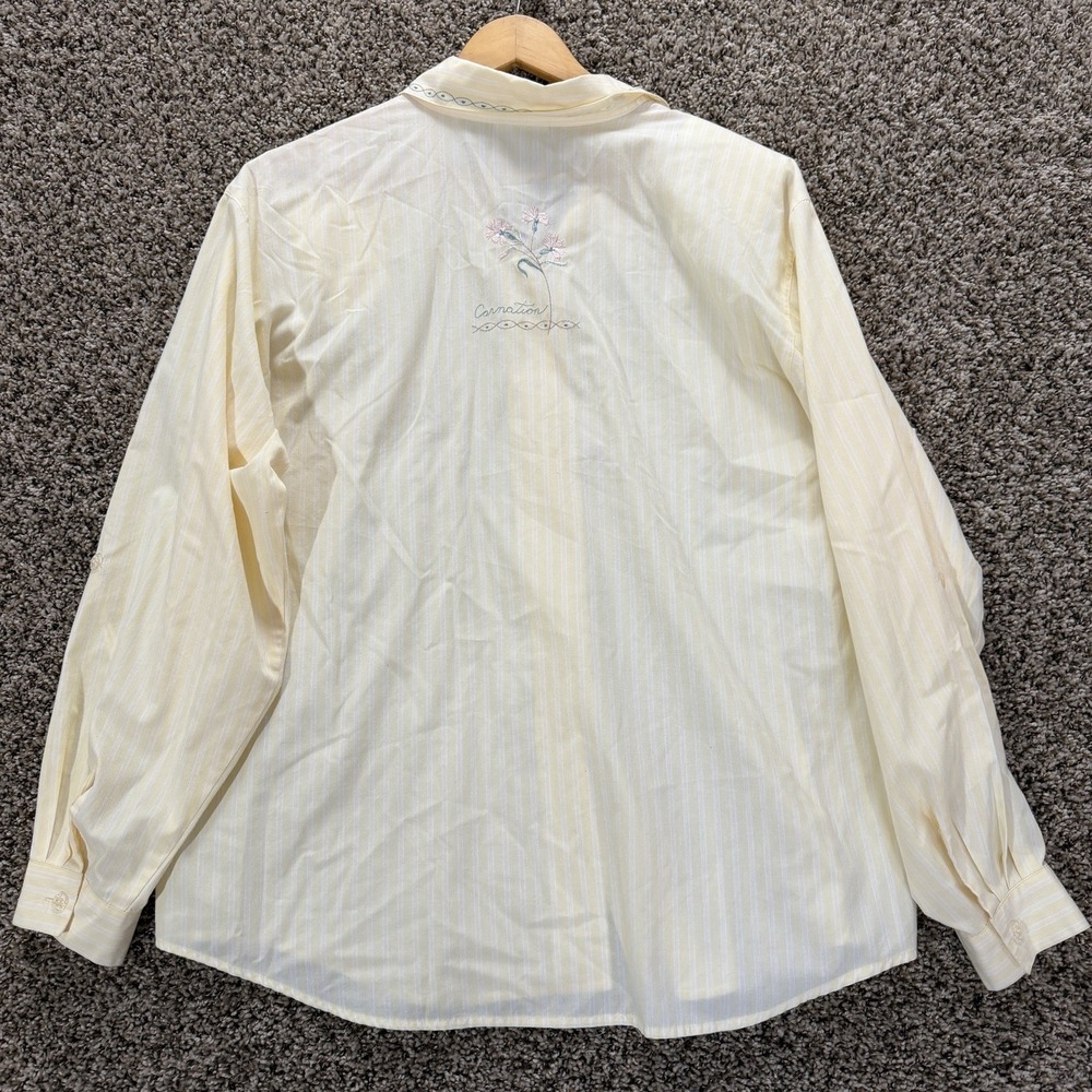 Vintage Napa Valley Cottagecore Floral Button Up Shirt Sz L Embroidered Pastel - Picture 9 of 10